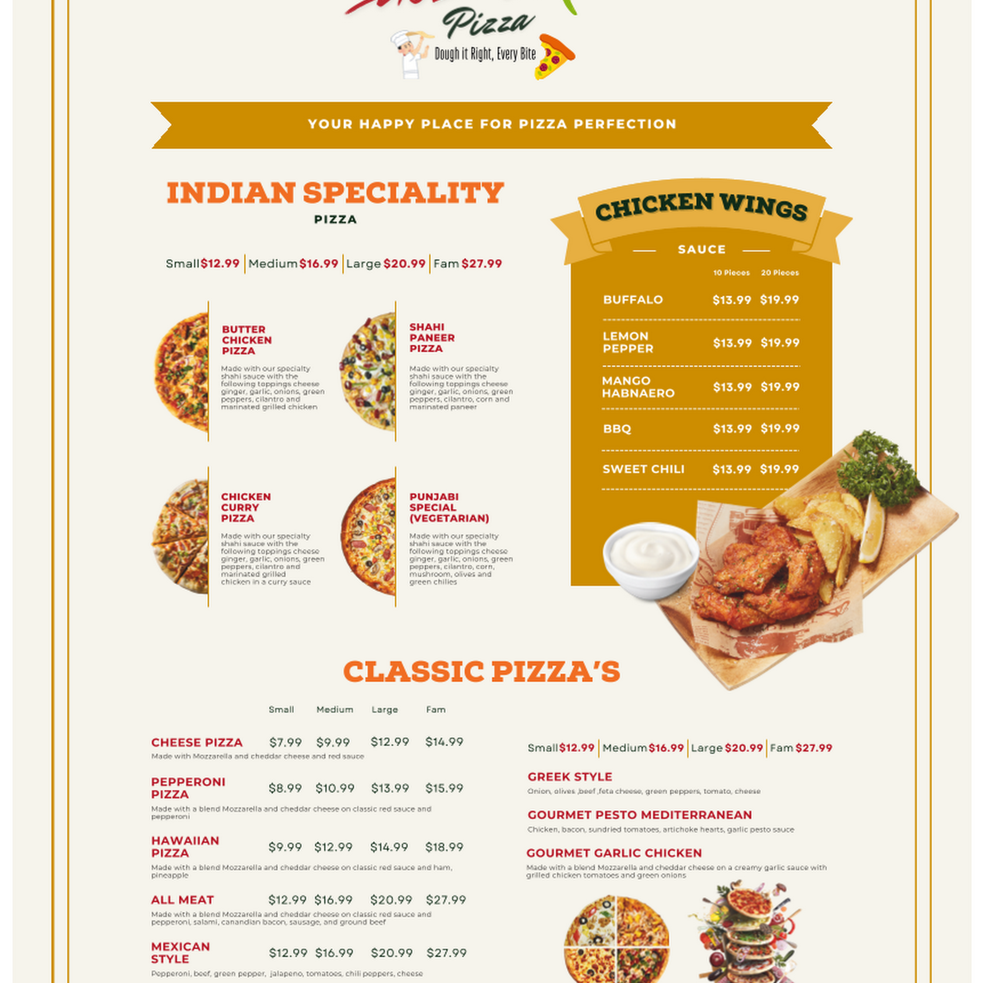 Slice N Spice Pizza Menu