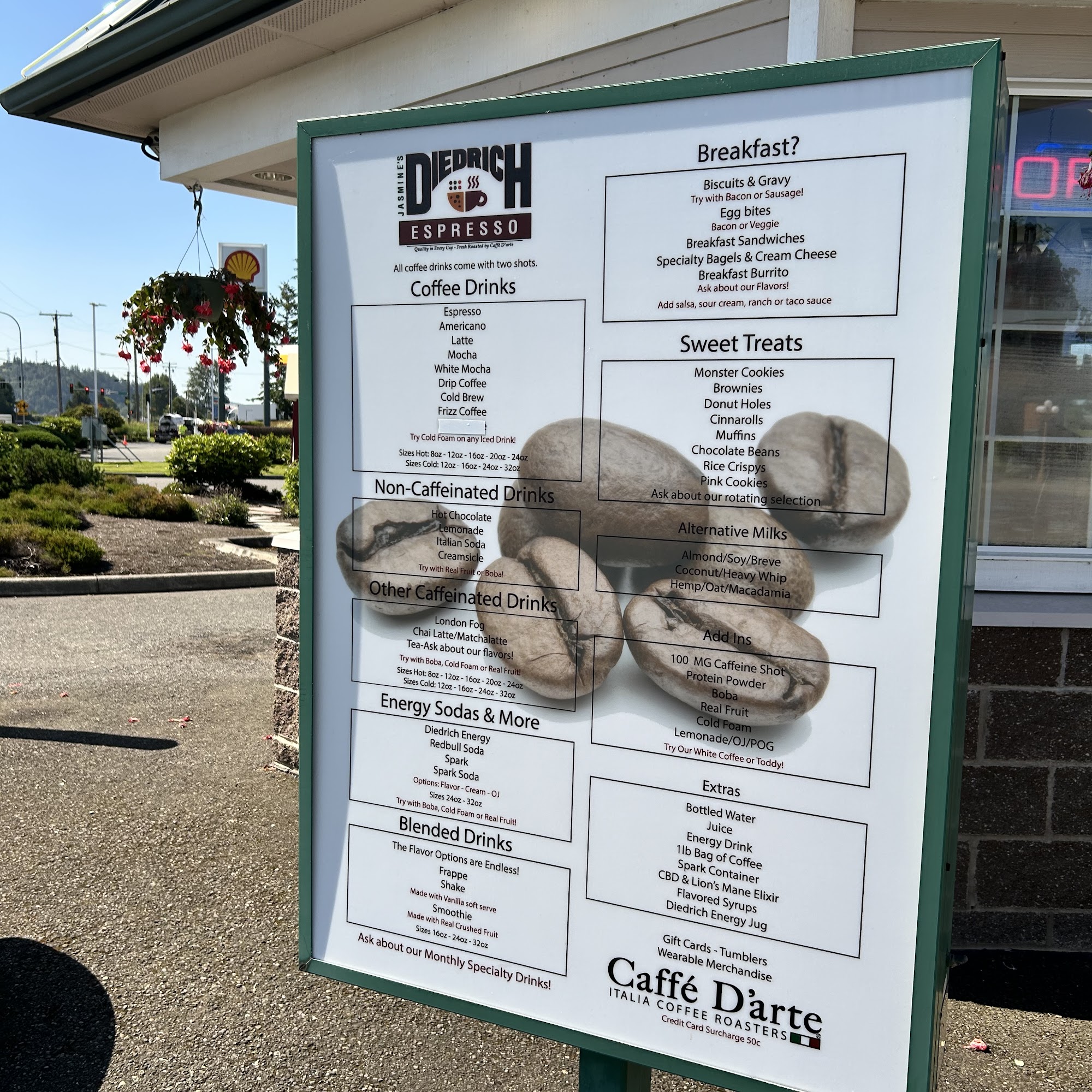 Diedrich Espresso Menu