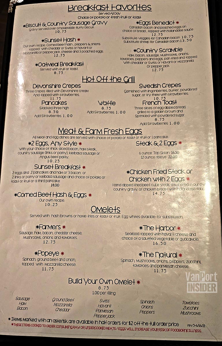 Taps at Oak Tree Station Menu