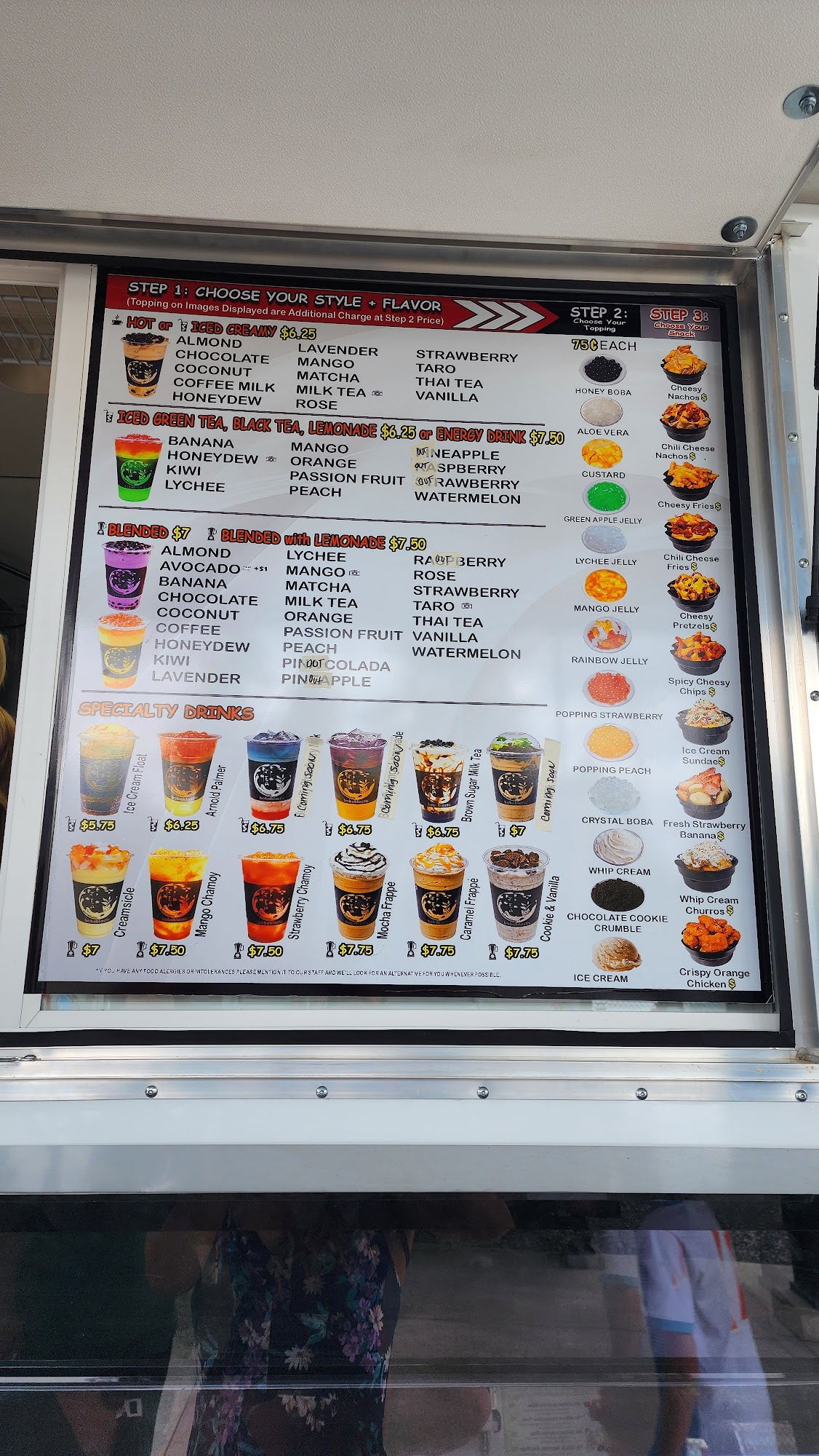 Bobablastic Menu