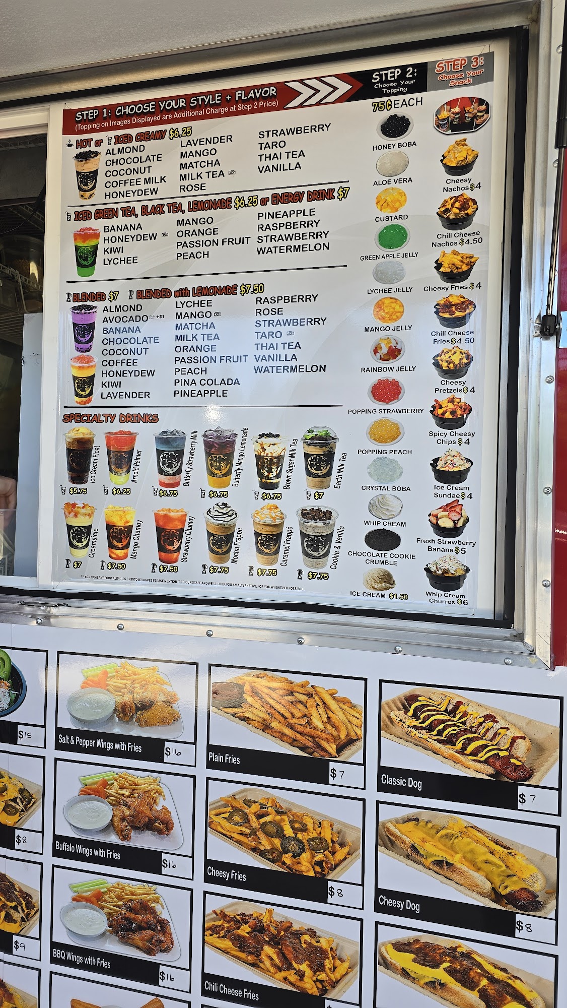 Bobablastic Menu