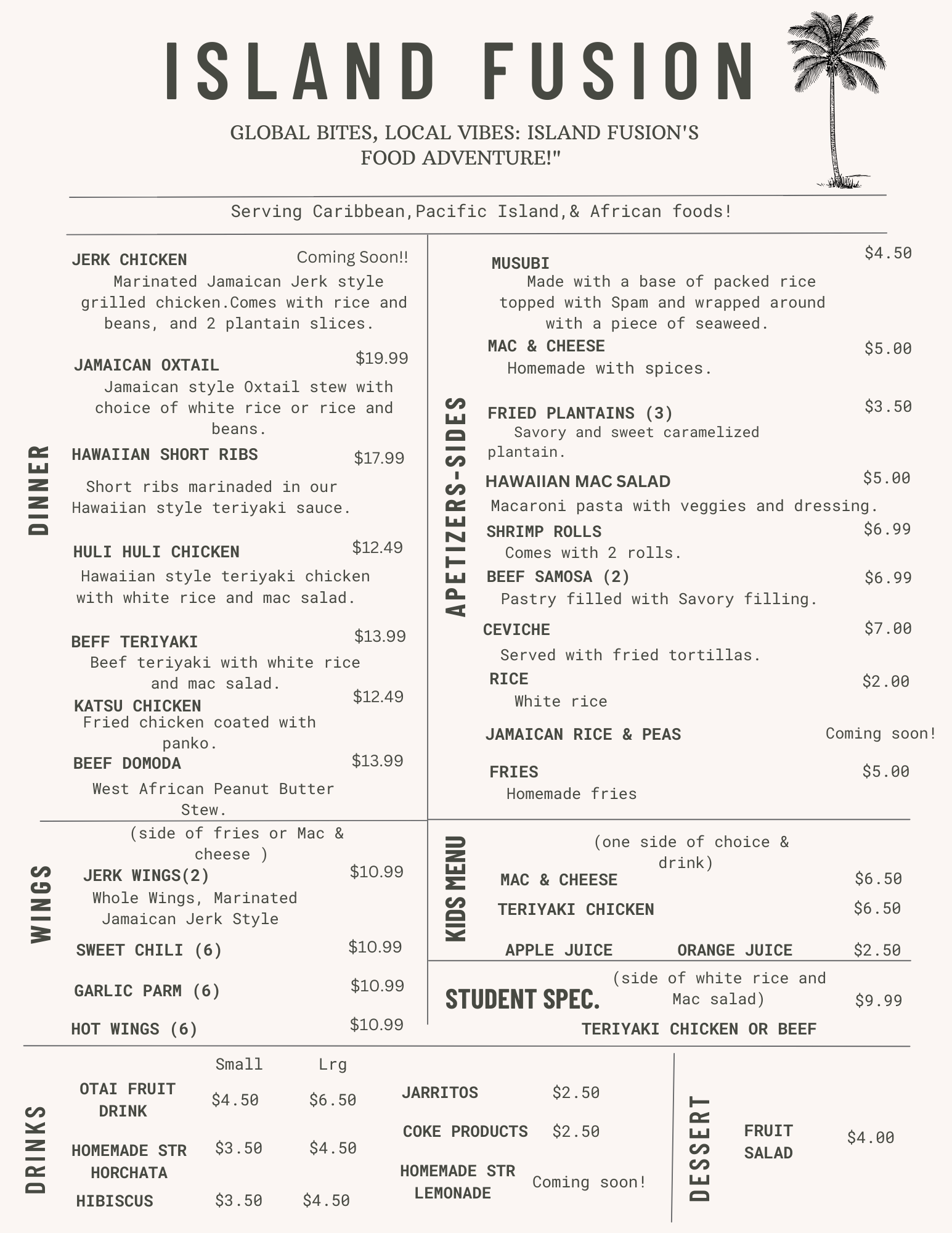 Island Fusion Menu