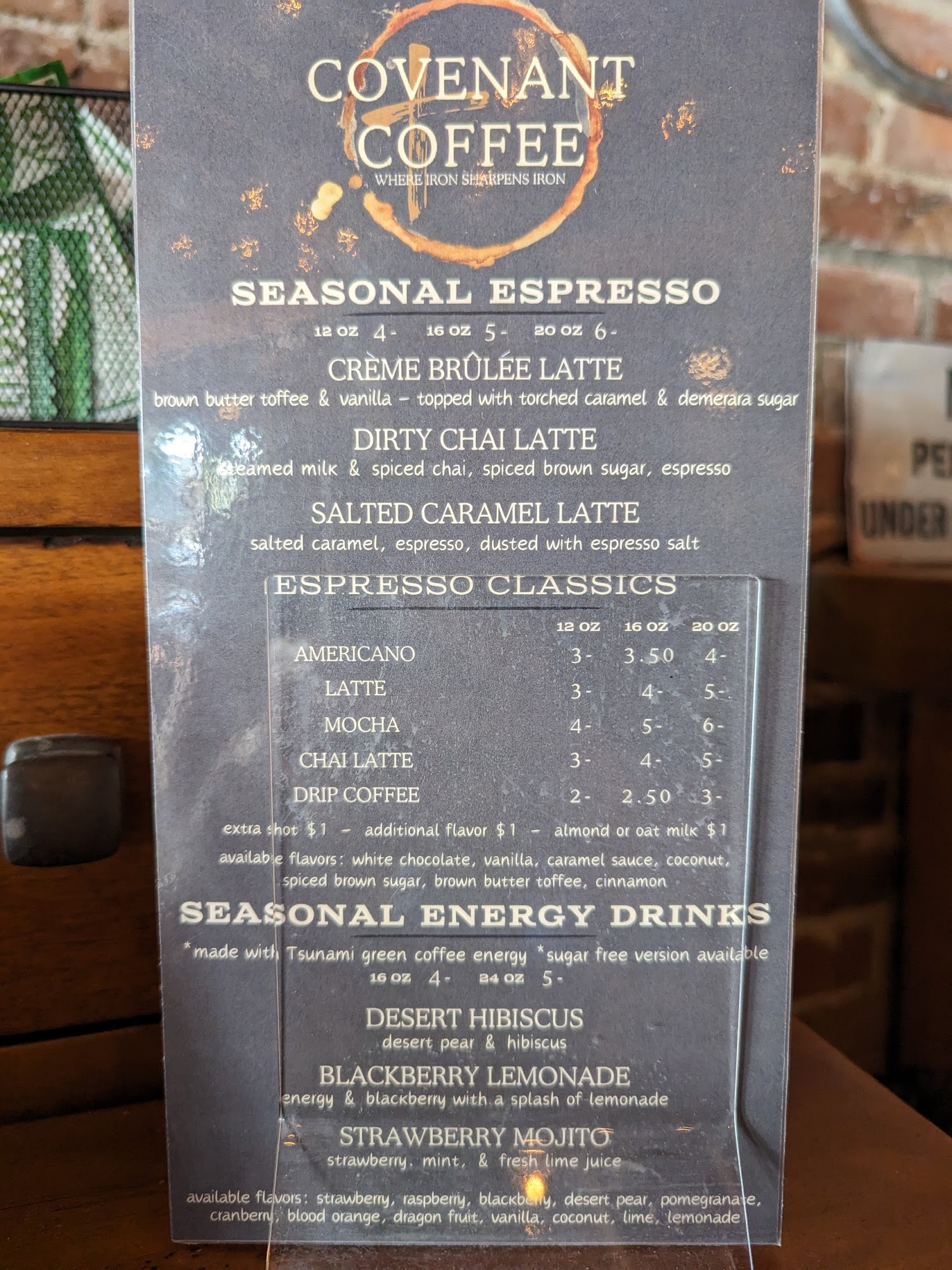 Covenant Coffee Menu