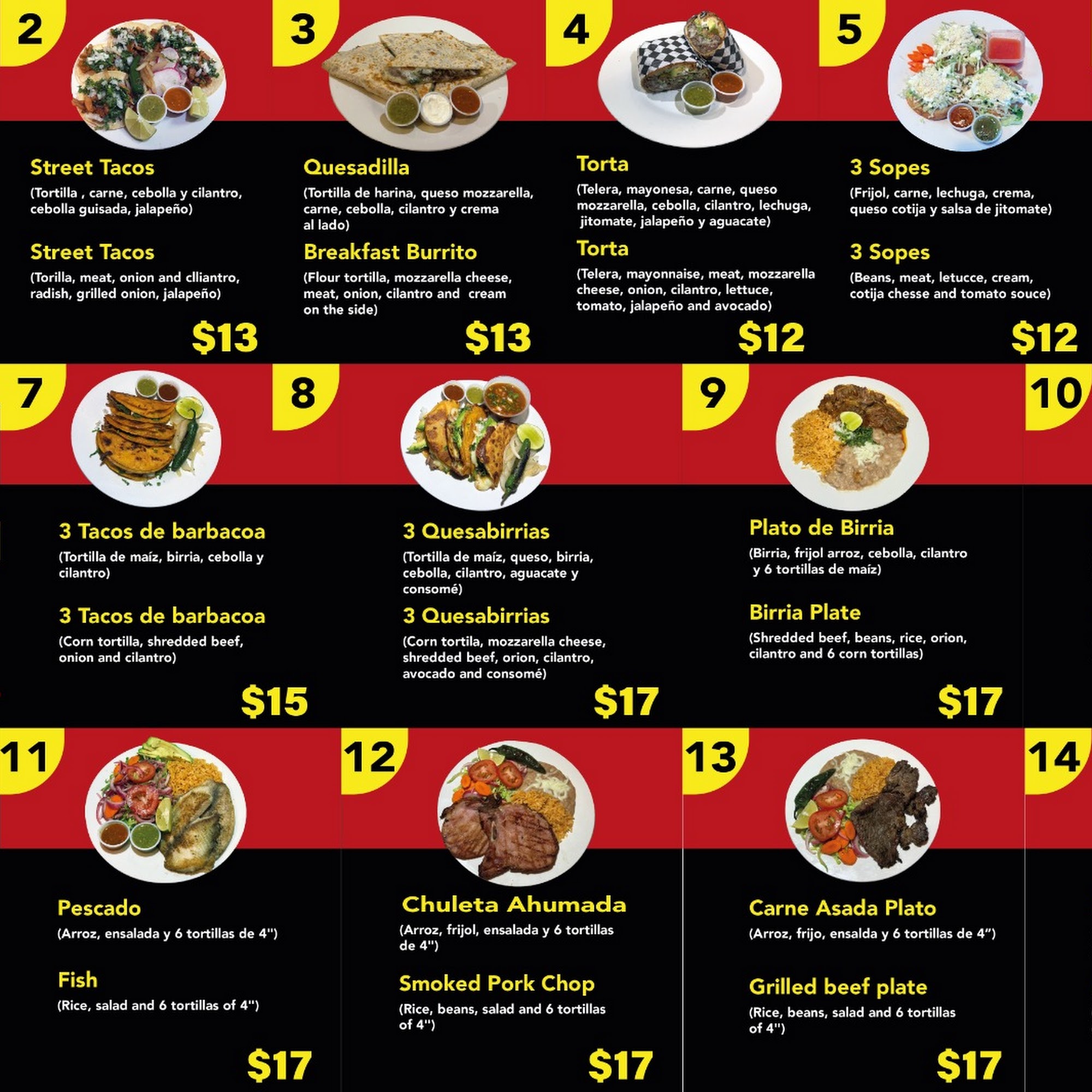 Taqueria Doña Licha Menu