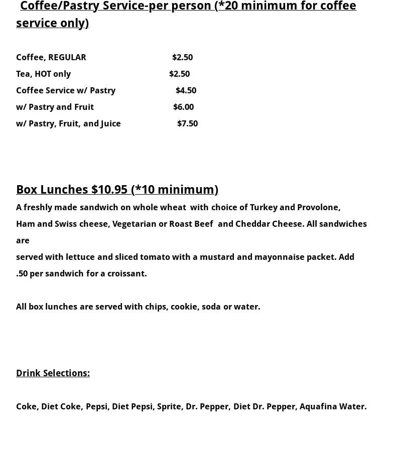 The Just Us Cafe Menu