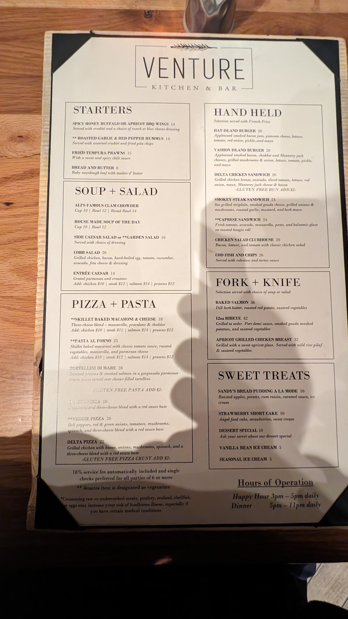 Venture Kitchen & Bar Menu