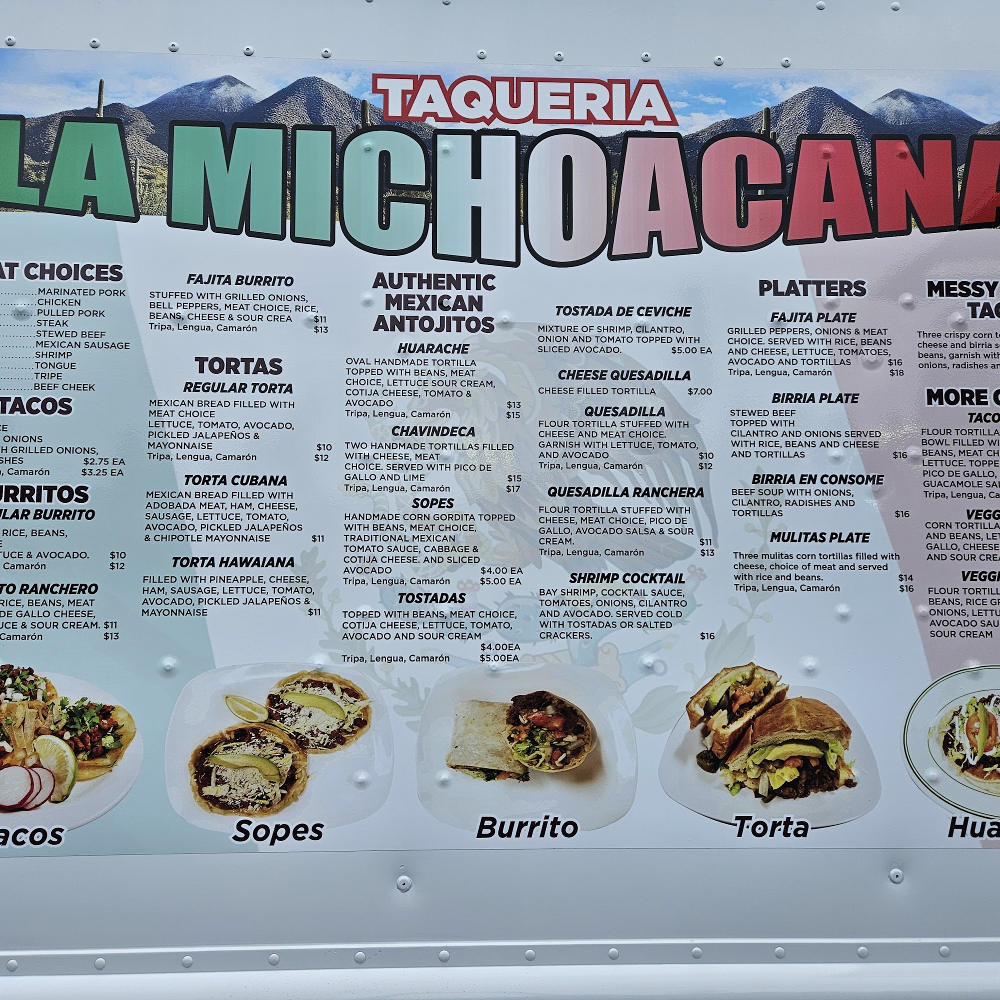 Taqueria La Michoacana Menu