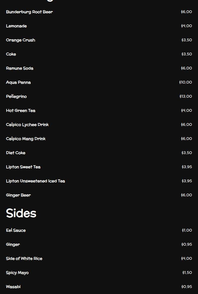 Jima Sushi Friday Harbor Menu