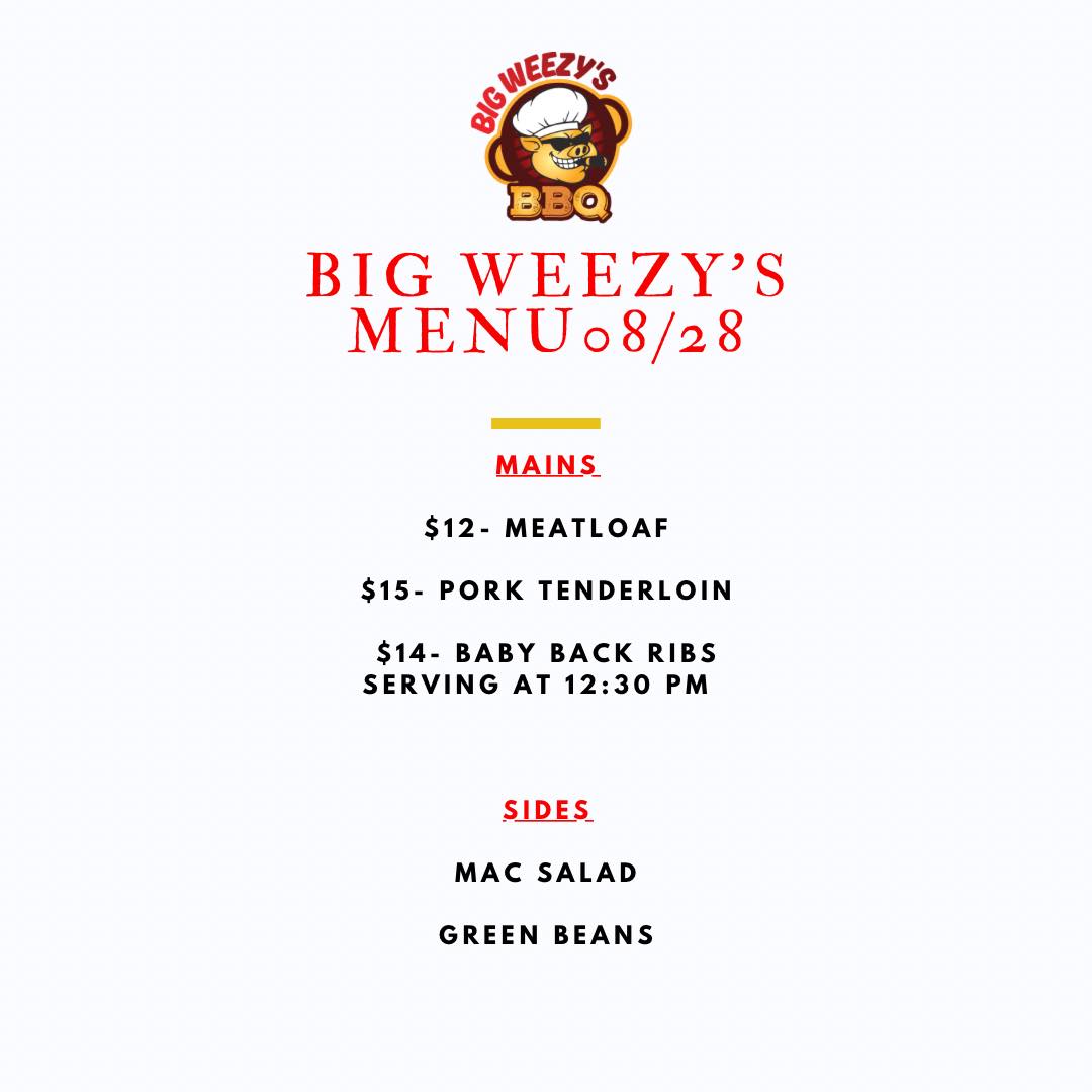 Big Weezys BBQ Menu