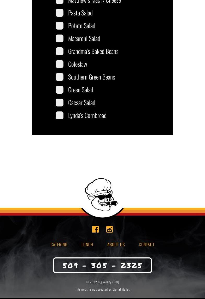Big Weezys BBQ Menu