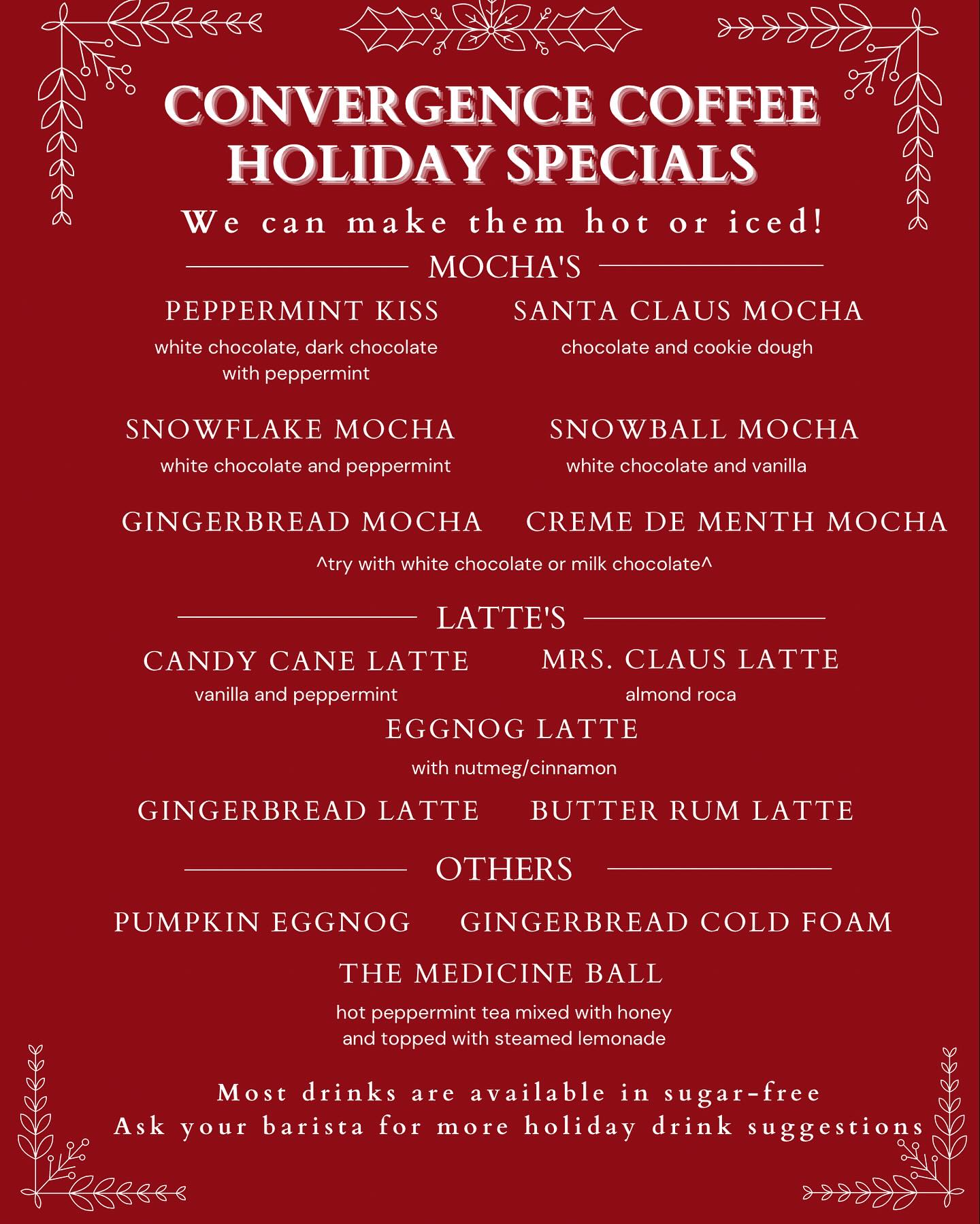 Convergence Coffee Menu