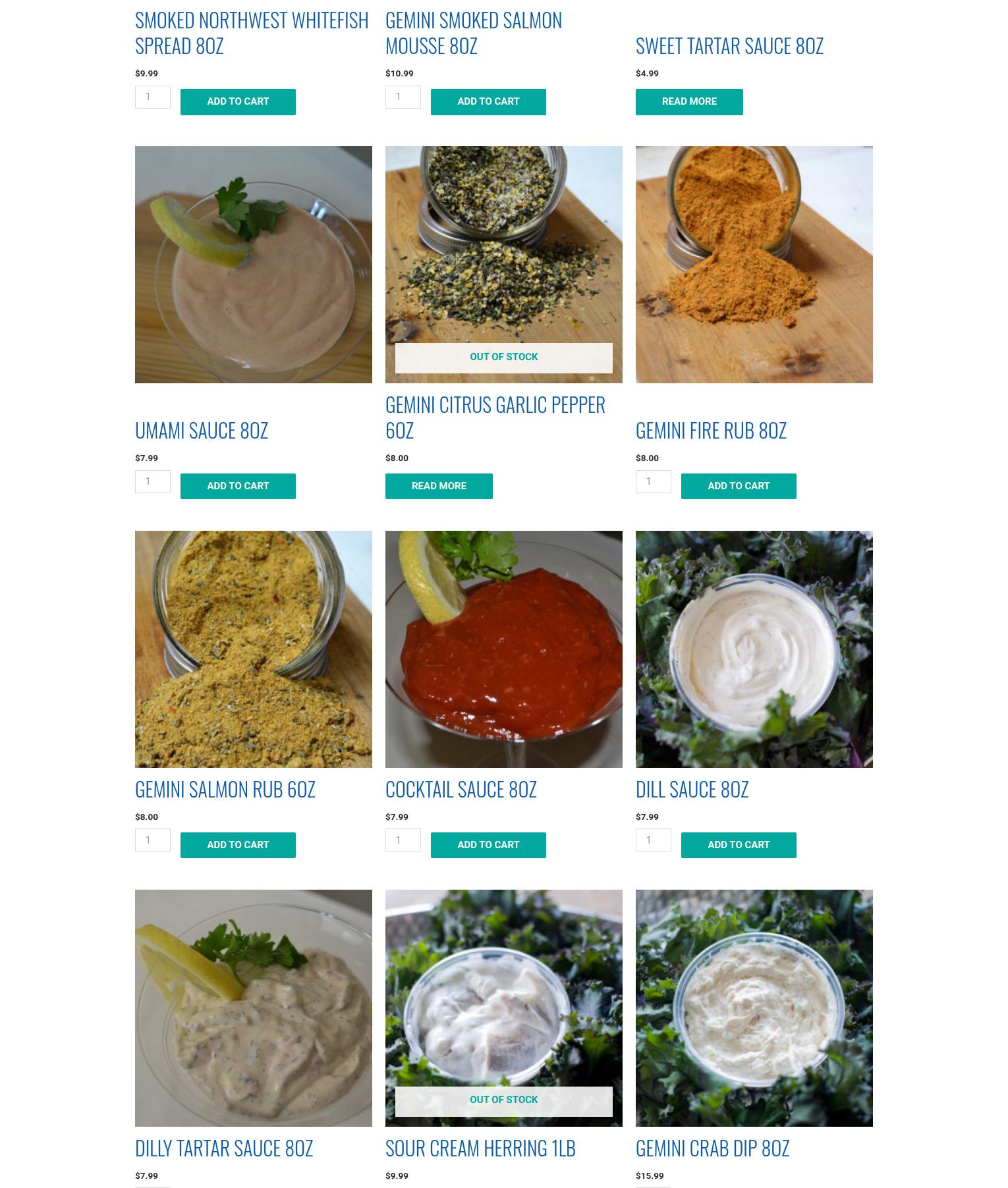 Gemini Fish Market - Fresh Wild Salmon & Seafood Menu