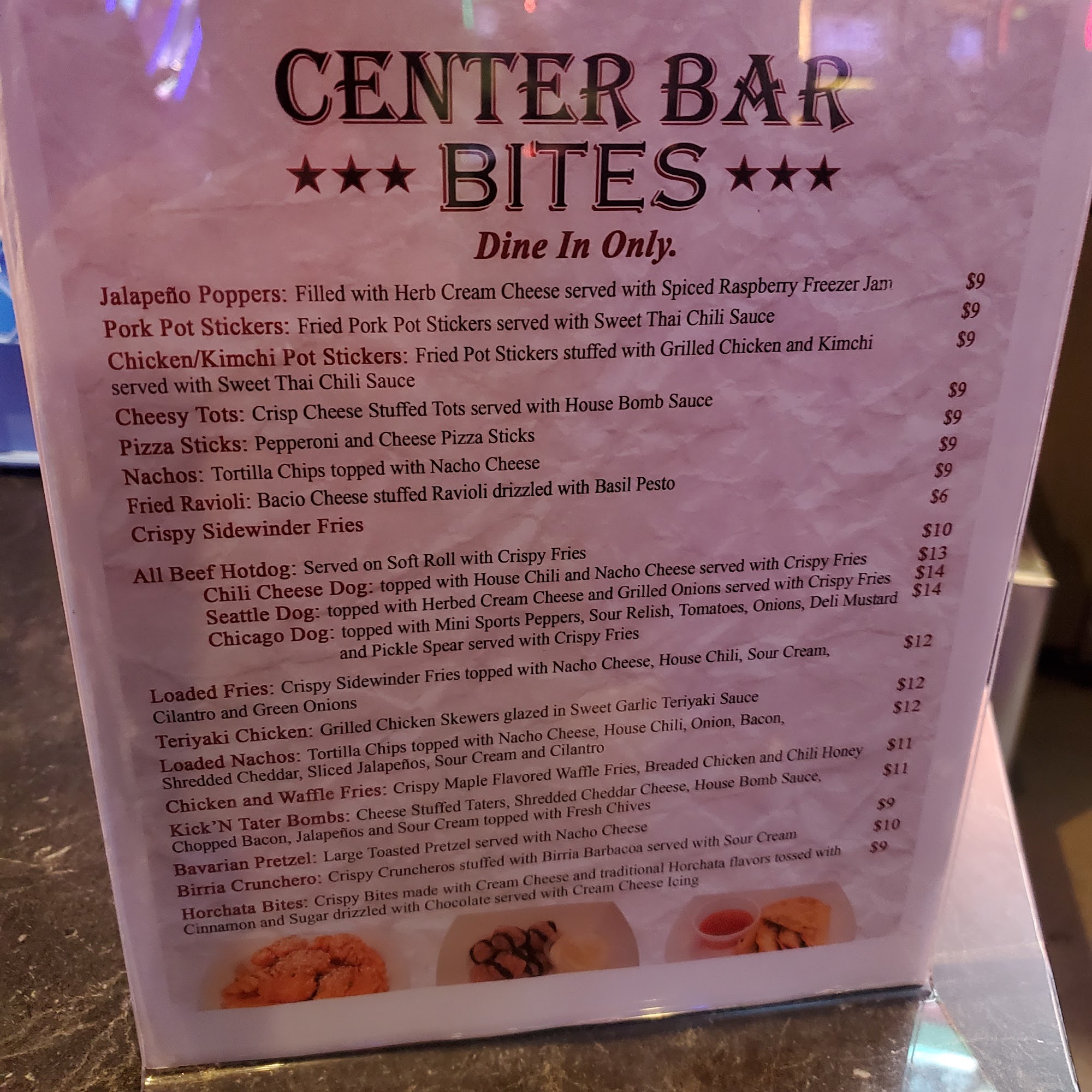 Center Bar Menu