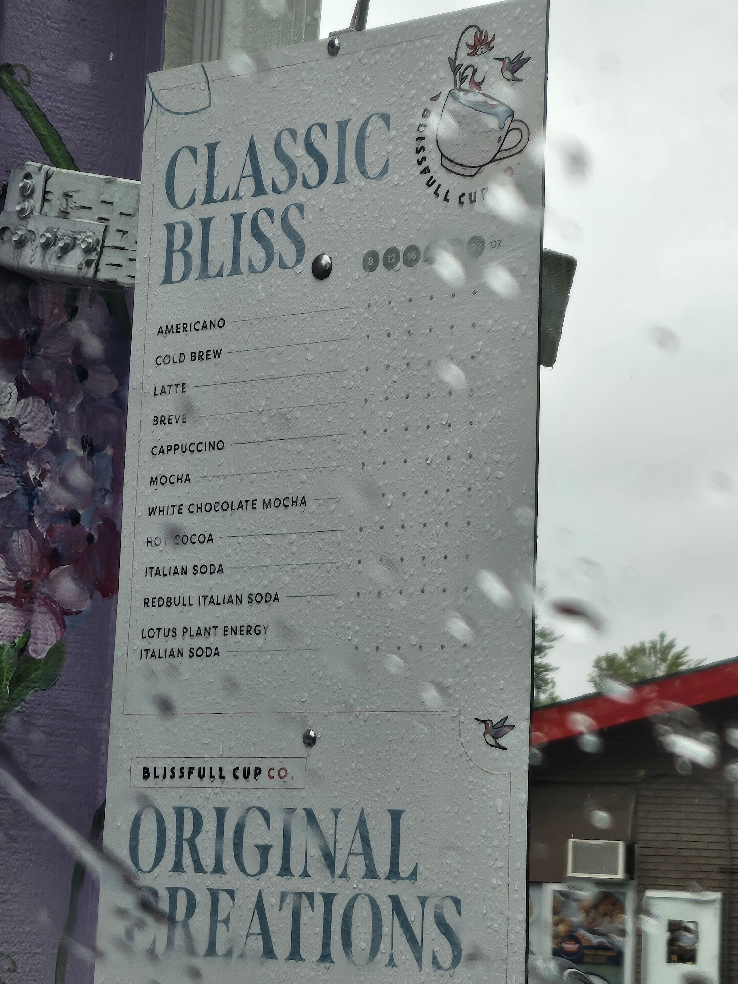 BlissFull Cup Co. Menu