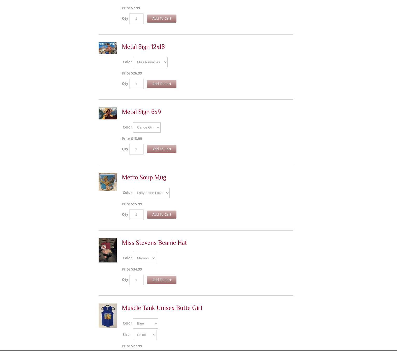 WineGirl Wines, Lake Chelan Menu