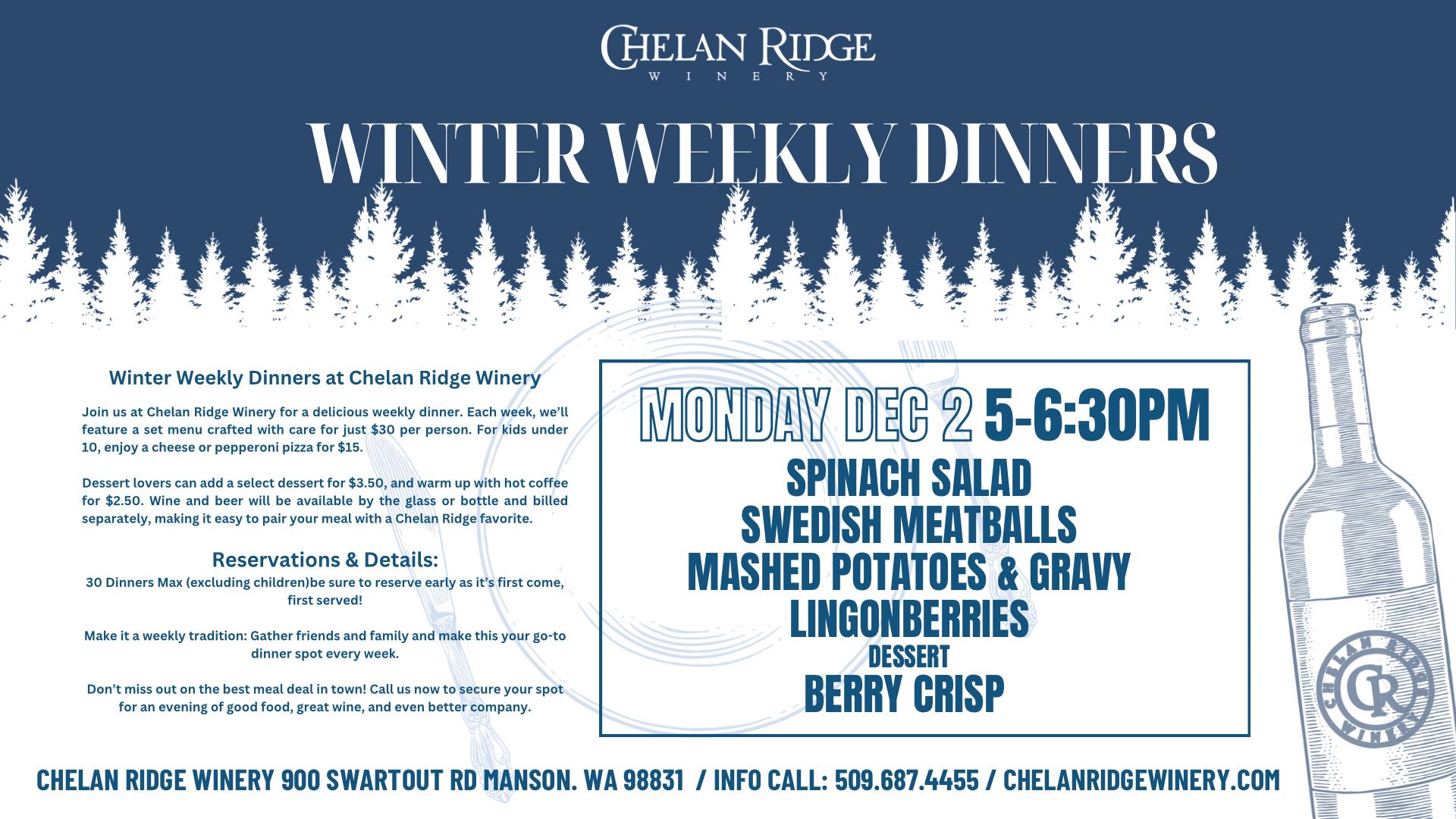 Chelan Ridge Winery Menu