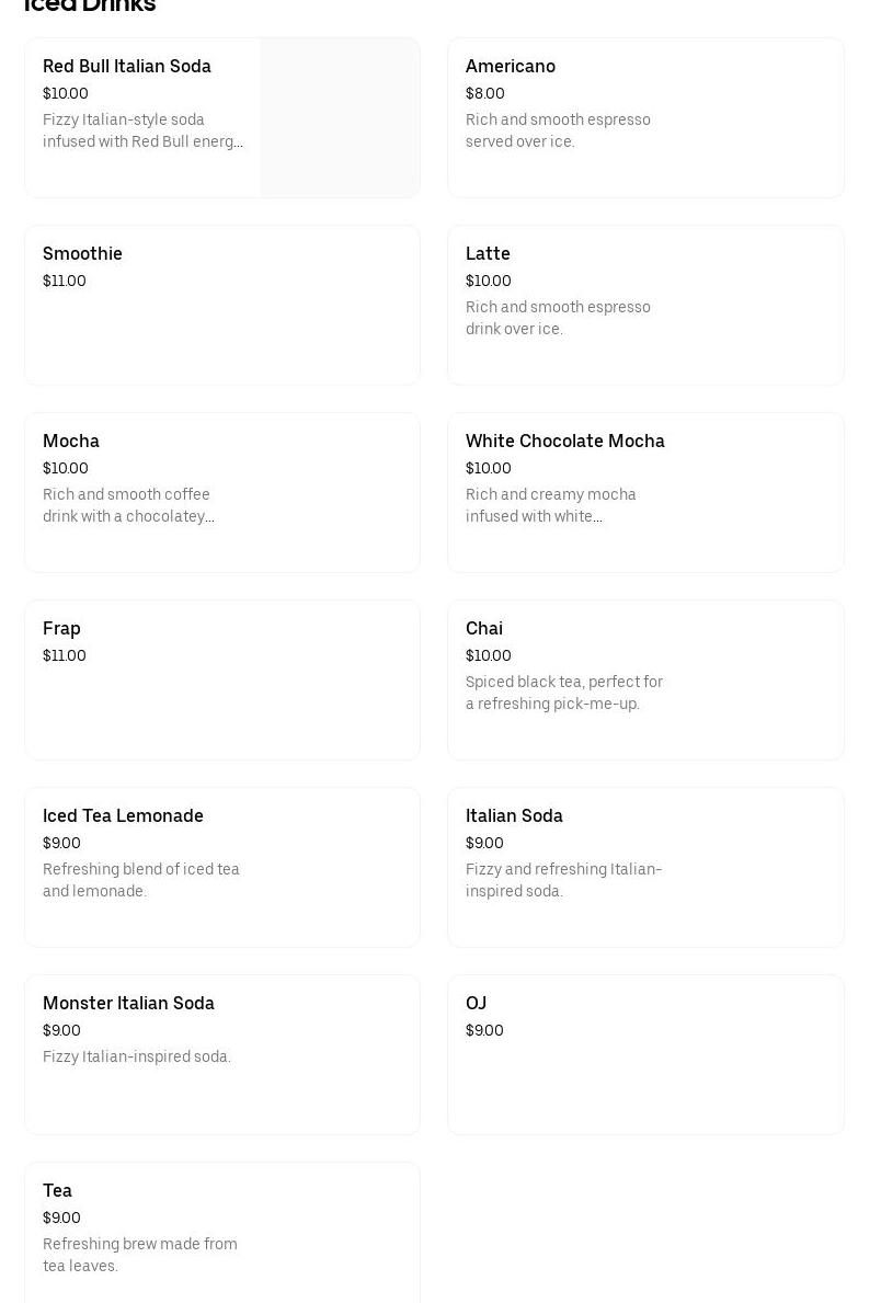 Paradise Espresso Menu