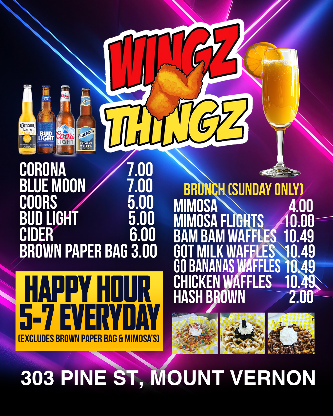 Wingz and Thingz Menu