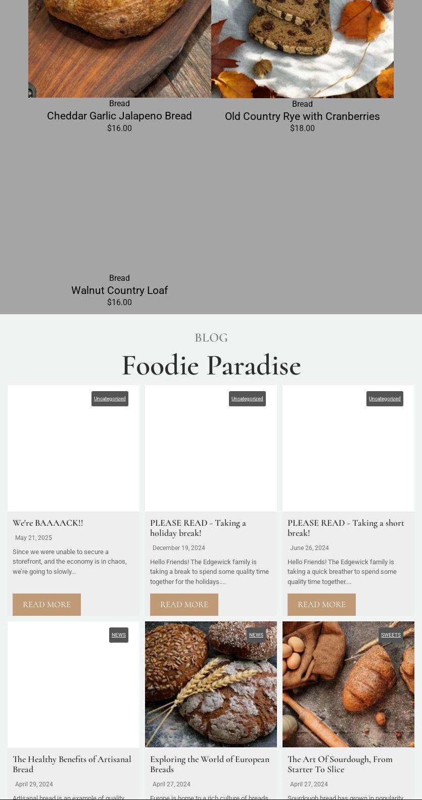 Edgewick European Bakery Menu