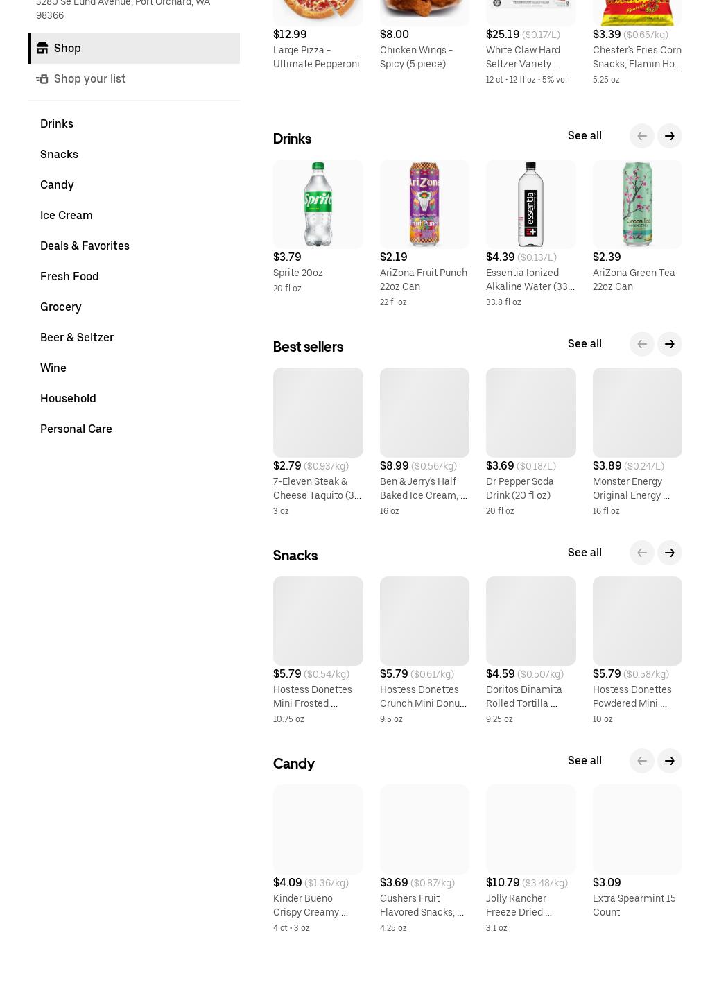 ATM 7ELEVEN, INC. Menu