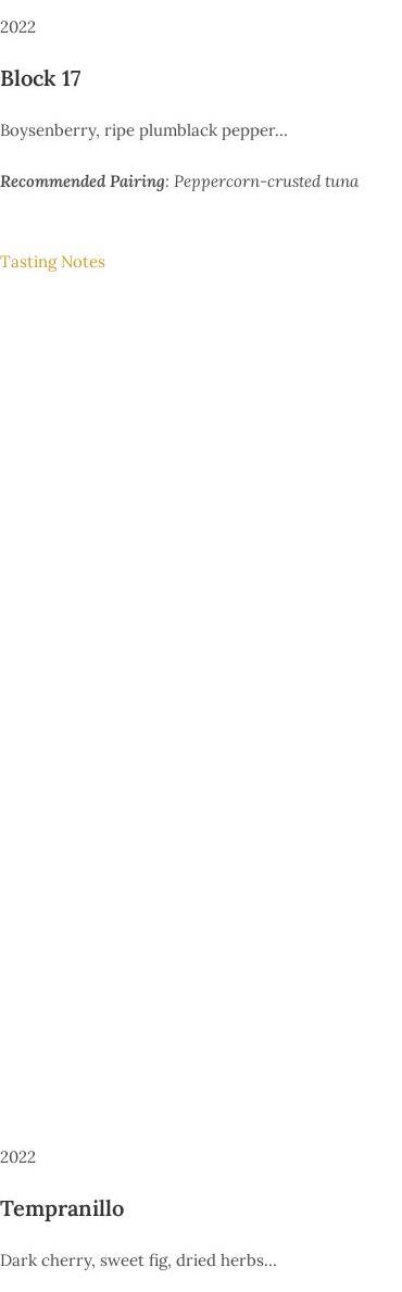 Alexandria Nicole Cellars Destiny Ridge Tasting Room Menu