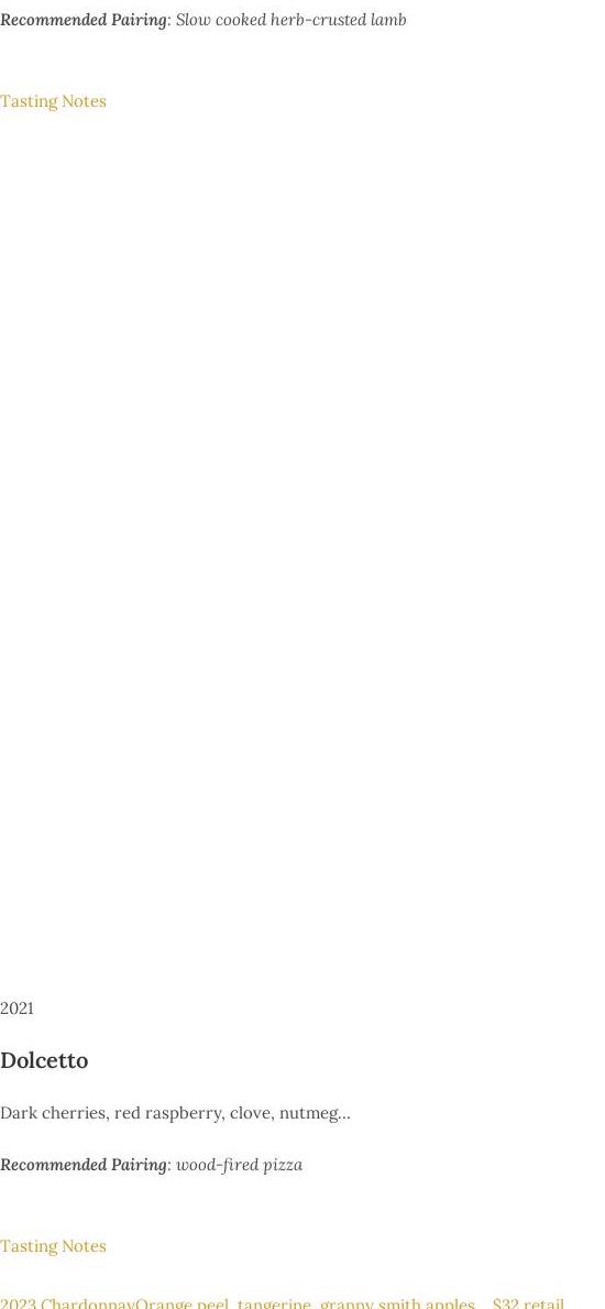 Alexandria Nicole Cellars Destiny Ridge Tasting Room Menu