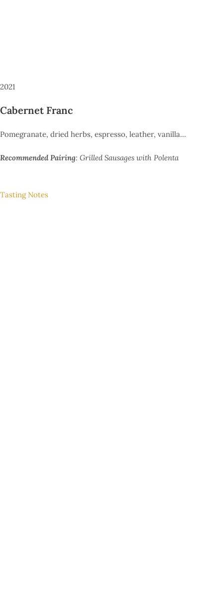 Alexandria Nicole Cellars Destiny Ridge Tasting Room Menu