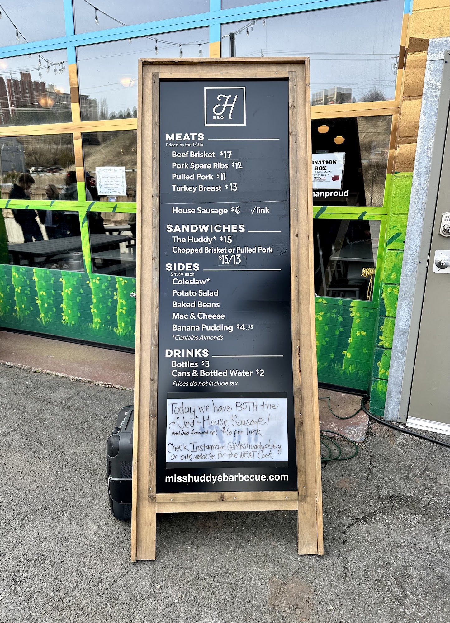 Miss Huddy's Barbecue Menu