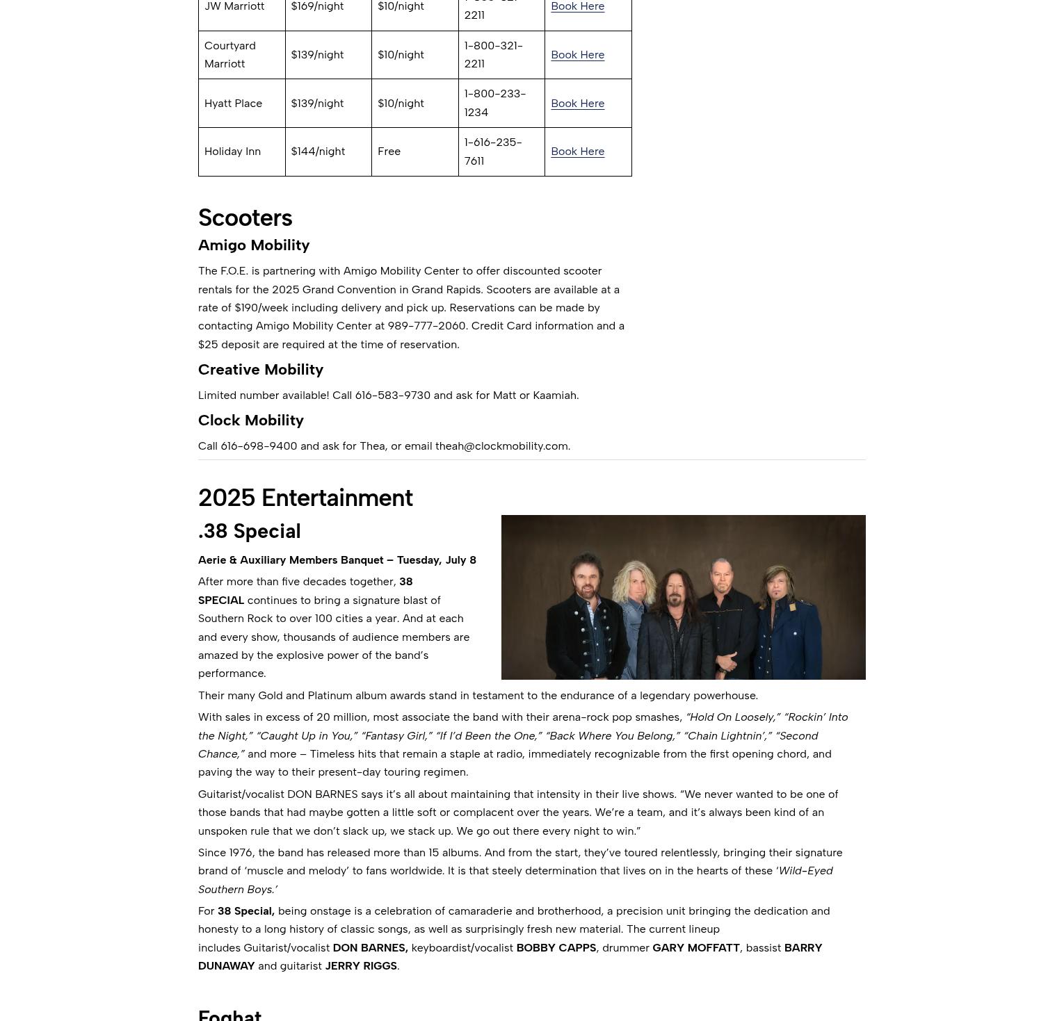 Fraternal Order of Eagles Menu