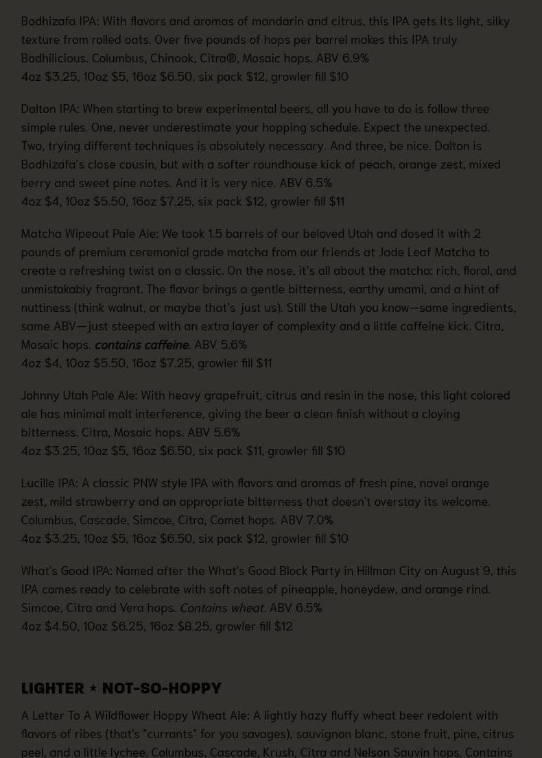 Georgetown Brewing Co Menu
