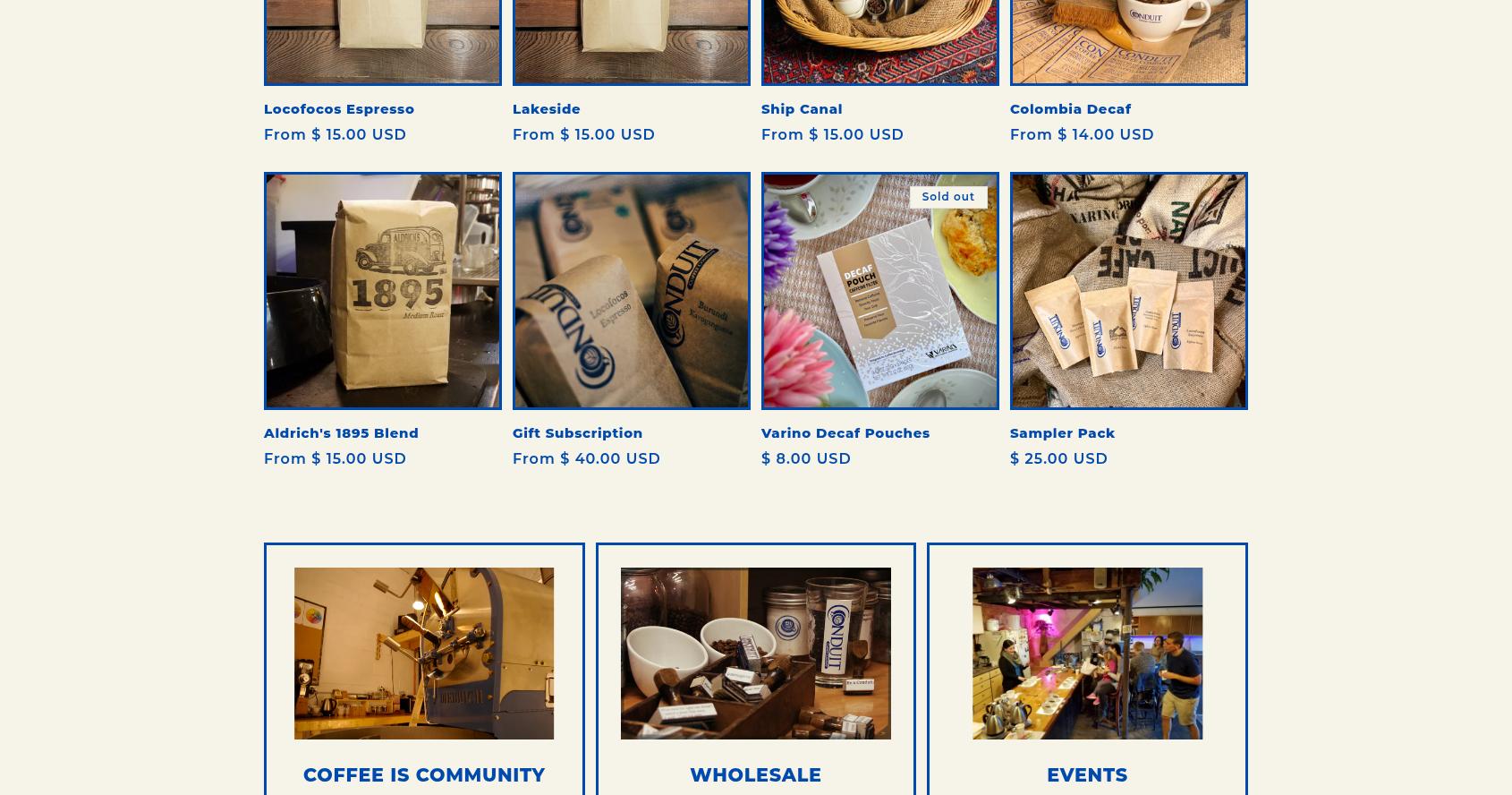 Conduit Coffee Company Menu