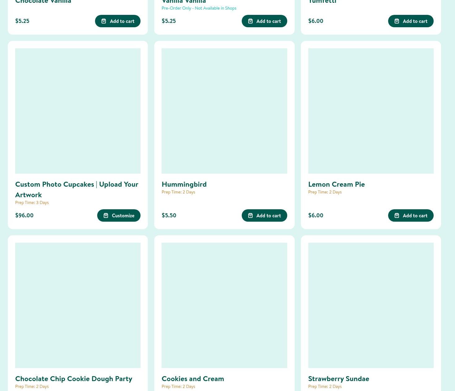 Trophy Cupcakes & Party - University Village Menu