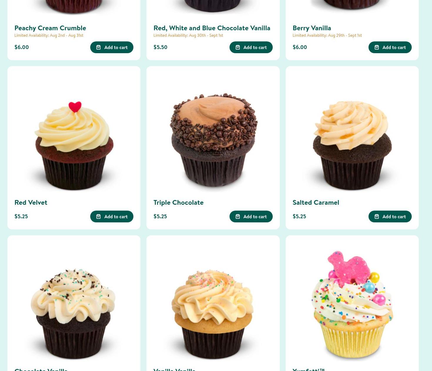 Trophy Cupcakes & Party - University Village Menu