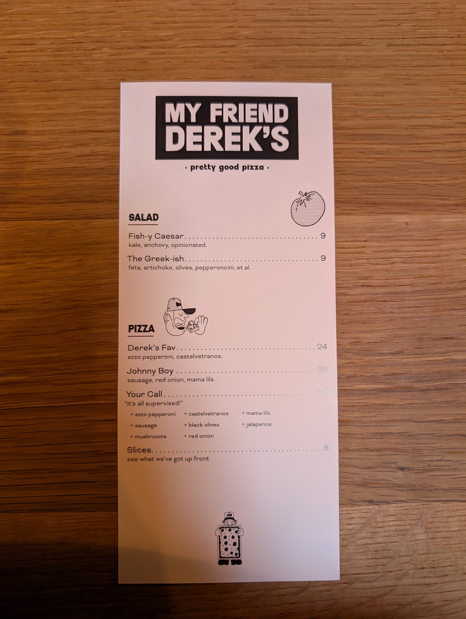My Friend Derek’s Menu