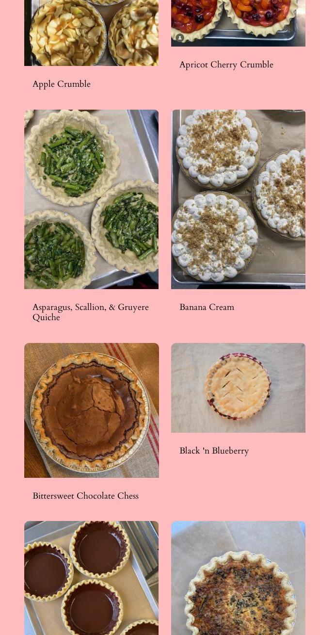 Pie Bird Bakeshop Menu