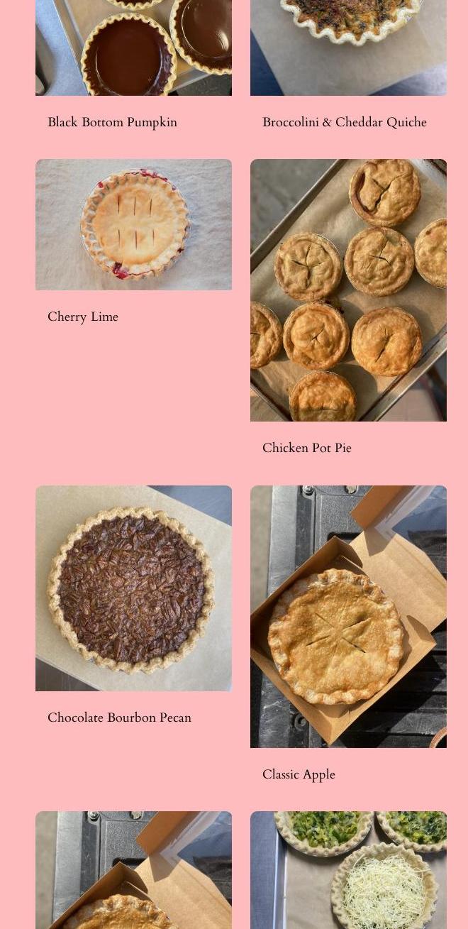 Pie Bird Bakeshop Menu
