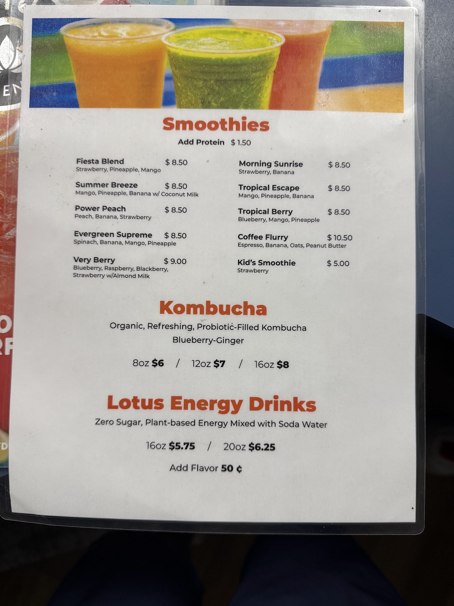 Center Court Cafe Menu
