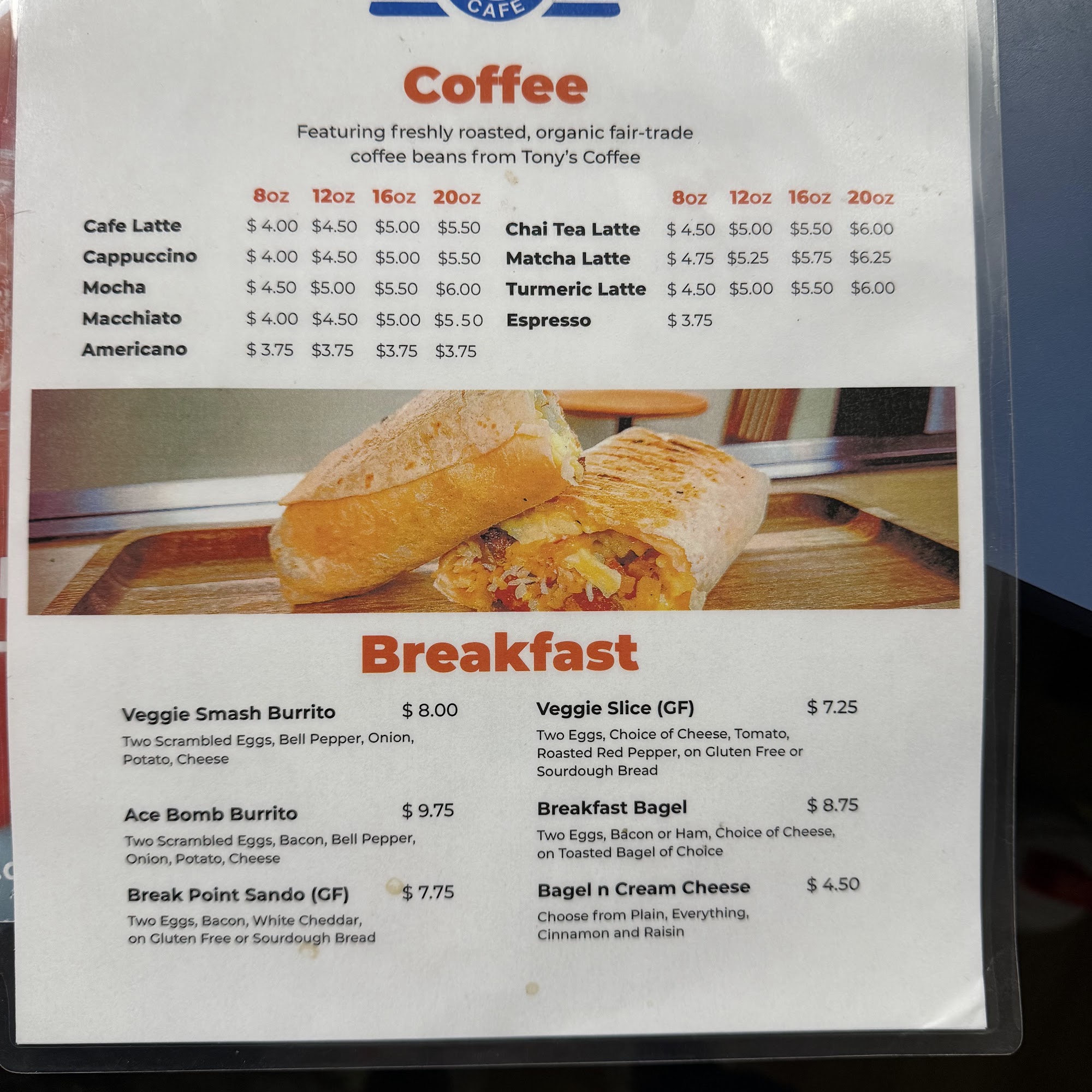 Center Court Cafe Menu