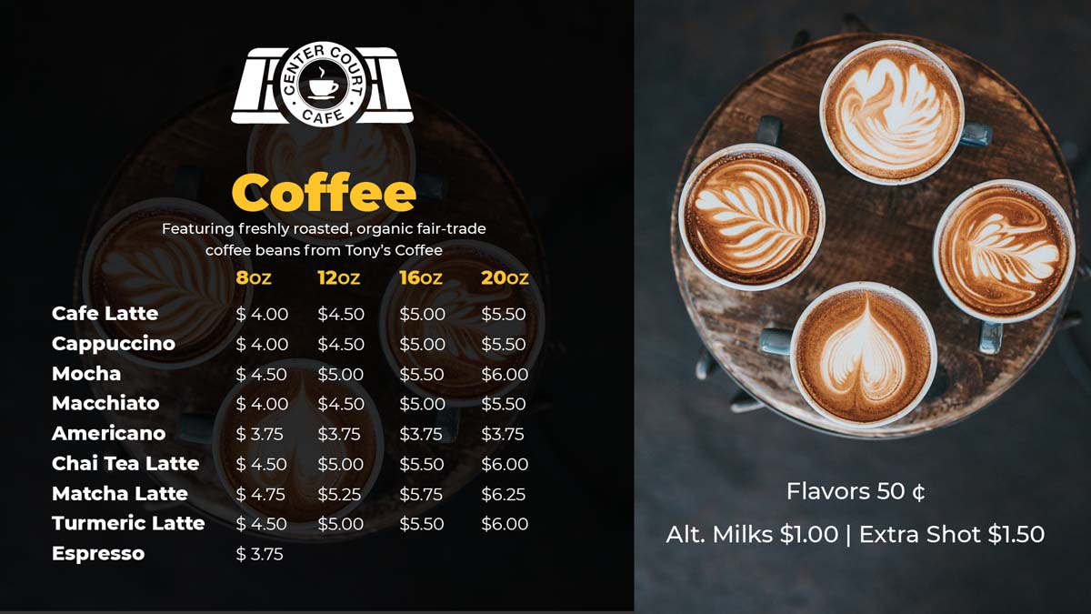 Center Court Cafe Menu