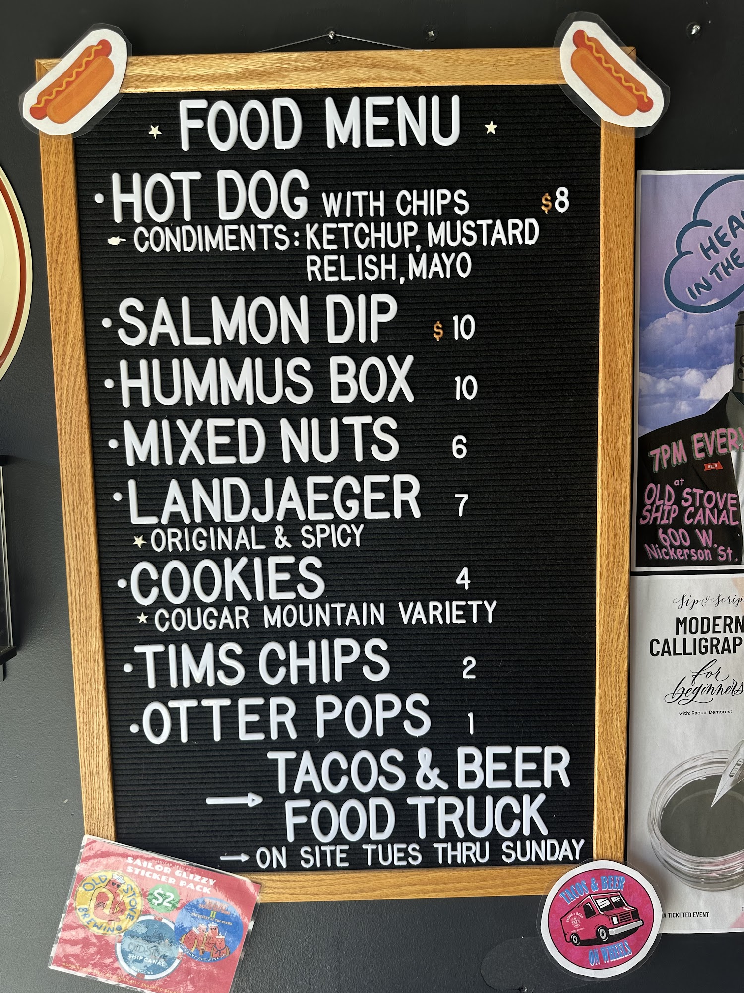 Old Stove Brewing Ship Canal Menu