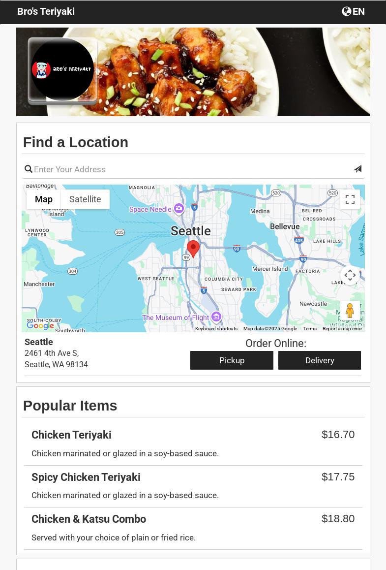 Bro's Teriyaki #2 Menu