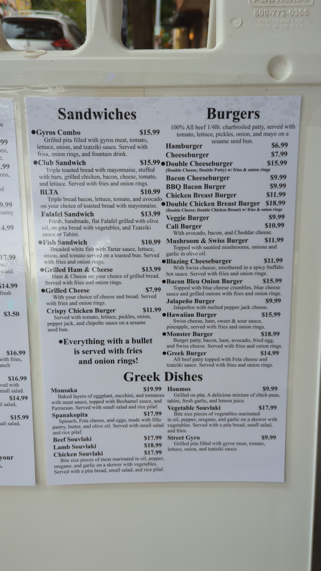 Kostas Opa Greek Restaurant Menu