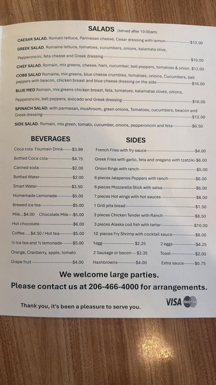 Kostas Opa Greek Restaurant Menu