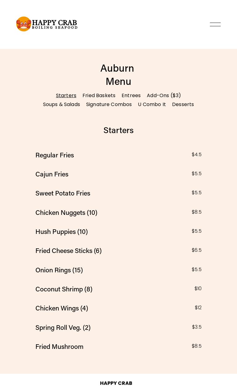 HAPPY CRAB Menu