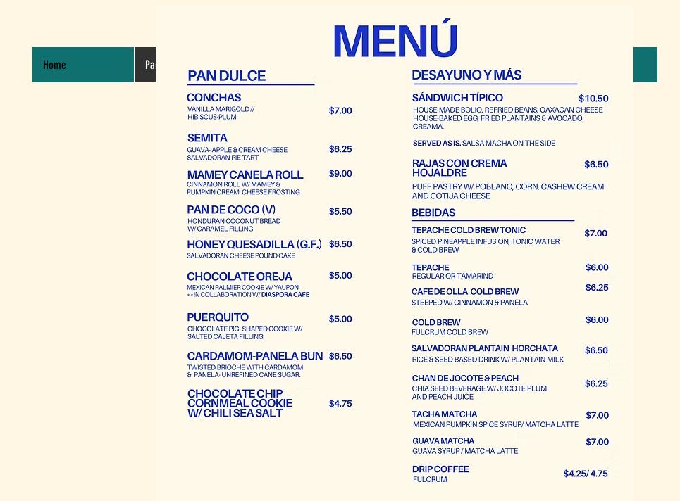 Pan de La Selva Menu