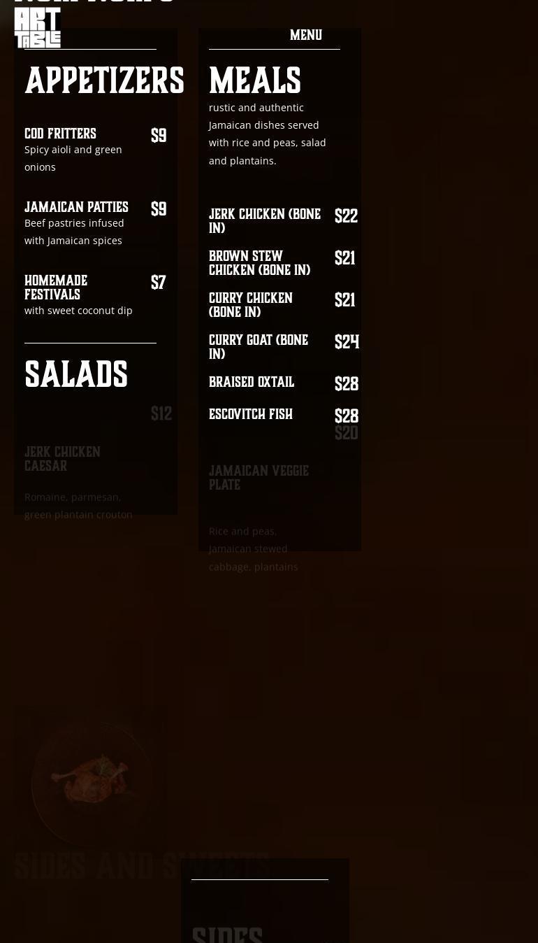 Art Table Menu
