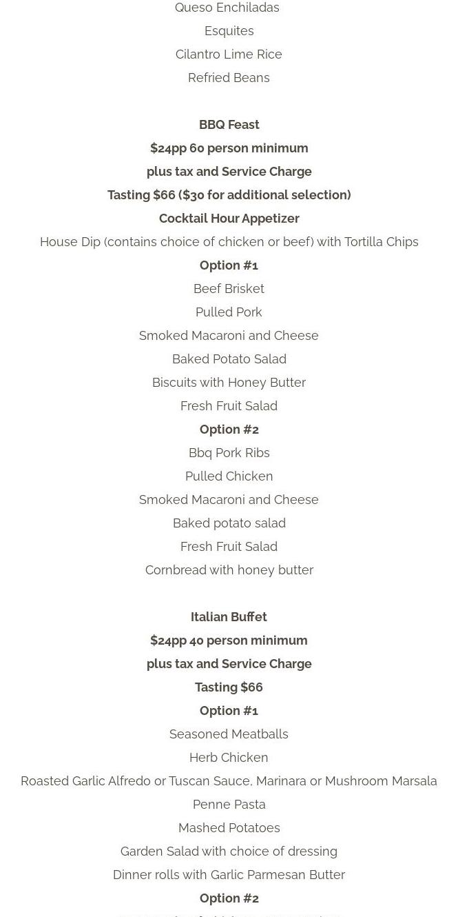 Baker's Dozen Catering Menu