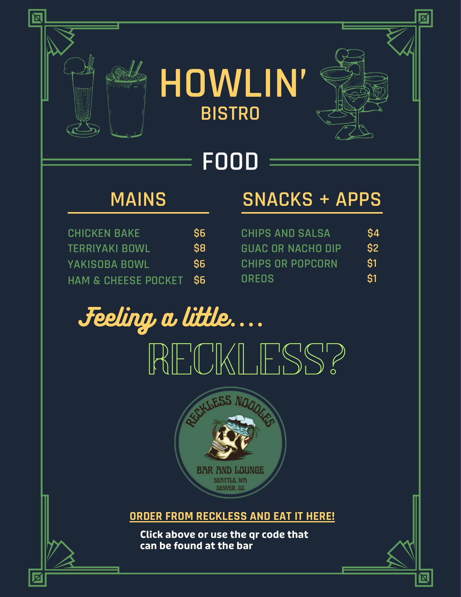 BoneYard's Howlin' Bistro Menu