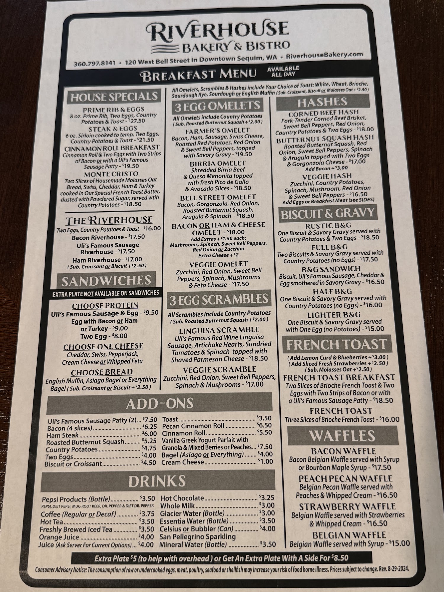 River House Bakery & Cafe Menu