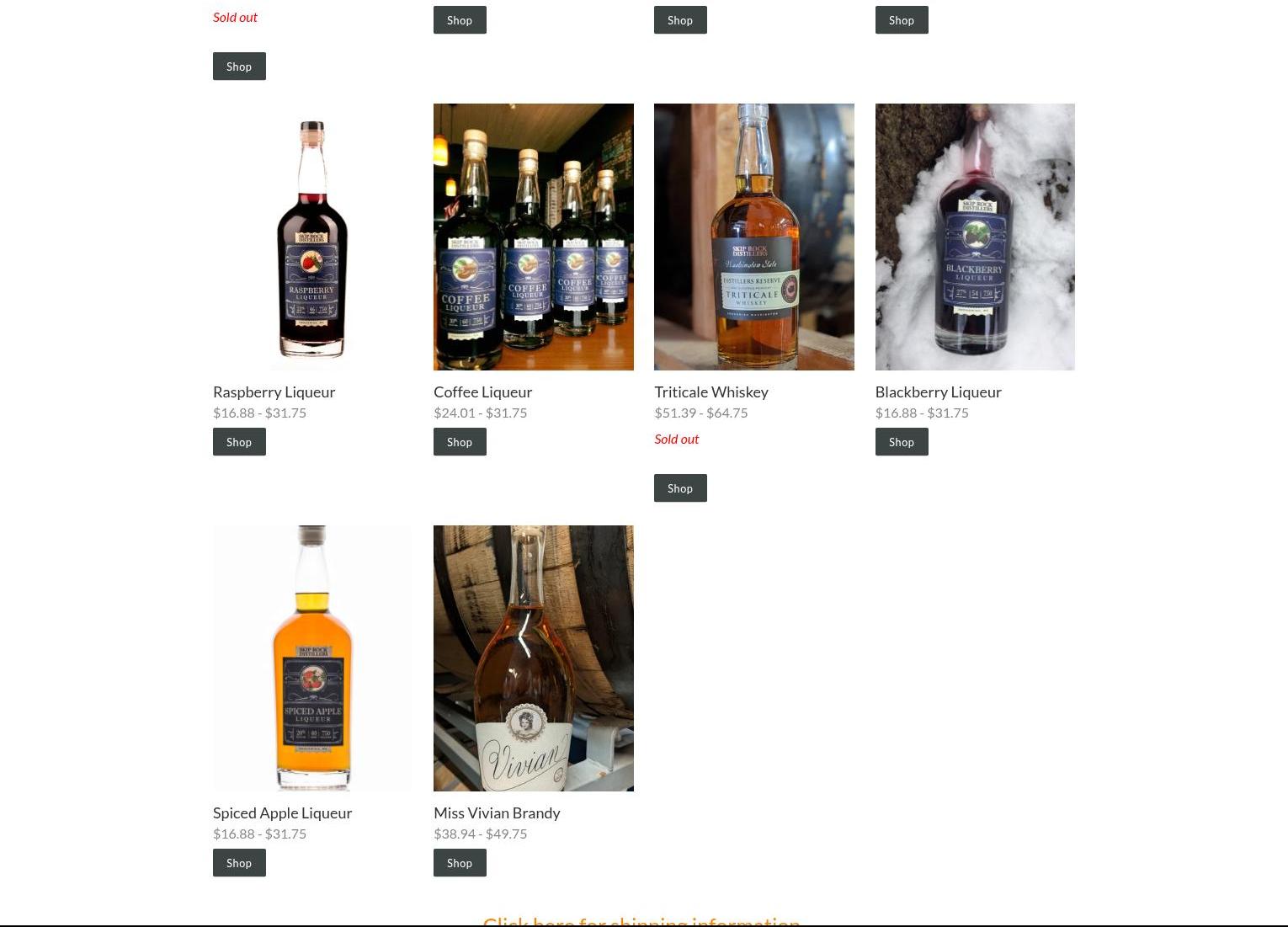 Skip Rock Distillers Menu